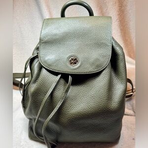 Tory Burch Olive Green Leather Backpack